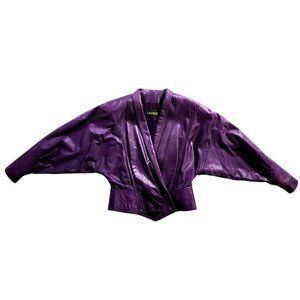 Danier 80's cut purple leather jacket